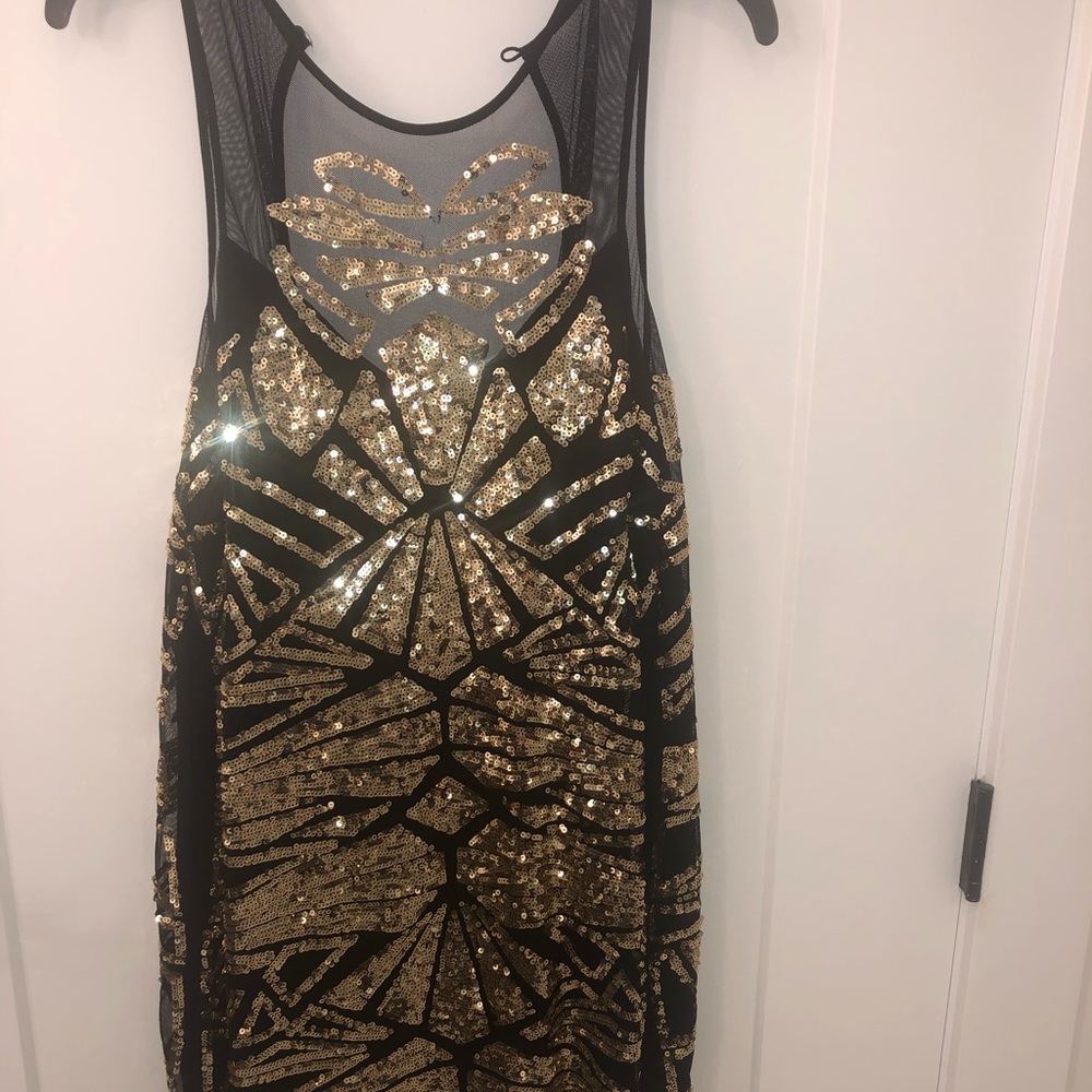 Bebe Black and Gold Sequence Dress